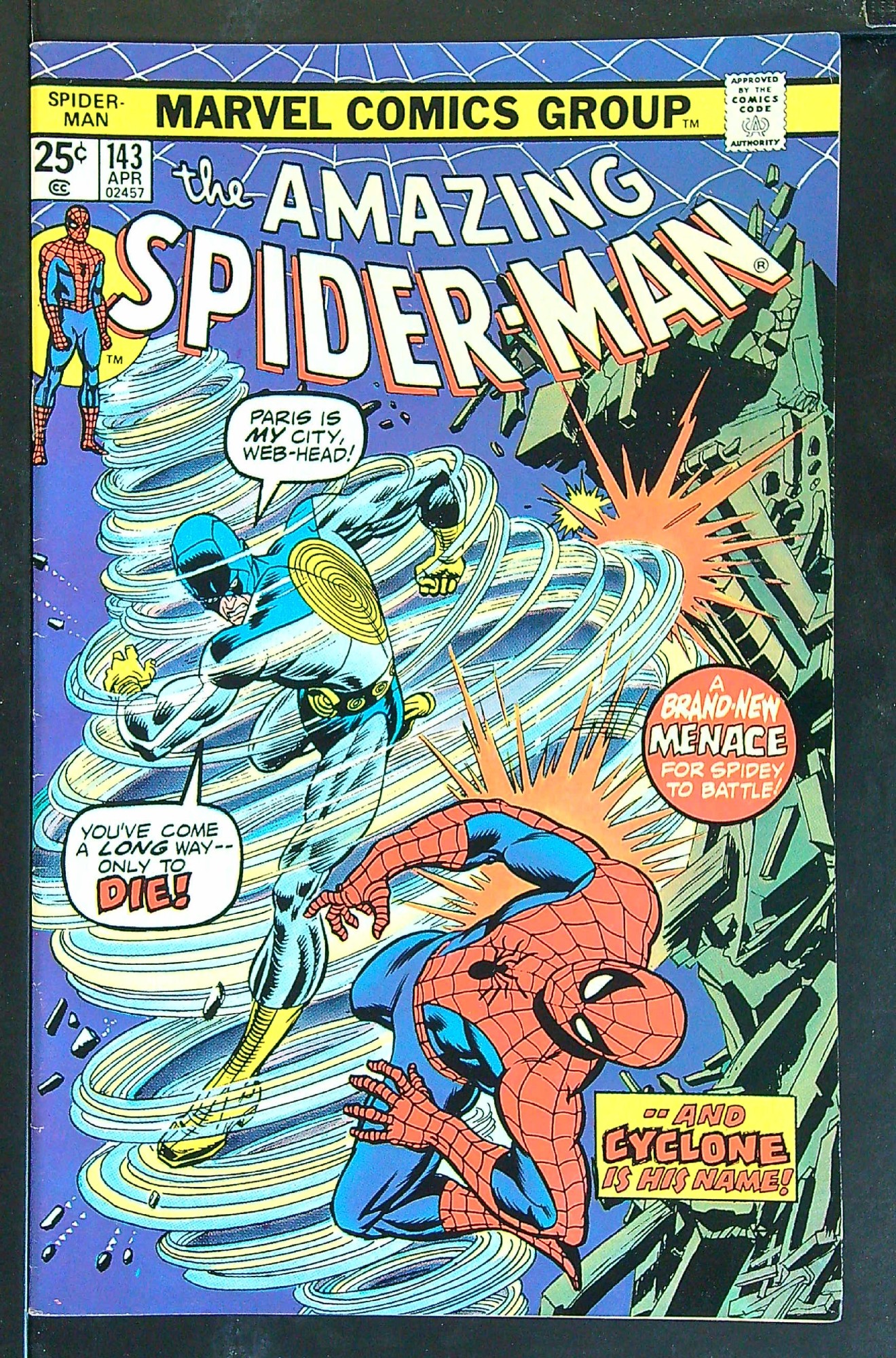 ACTUAL SCAN OF COMIC!<br> Cover of Amazing Spider-Man (Vol 1) #143. One of 250,000 Vintage American Comics on sale from Krypton!