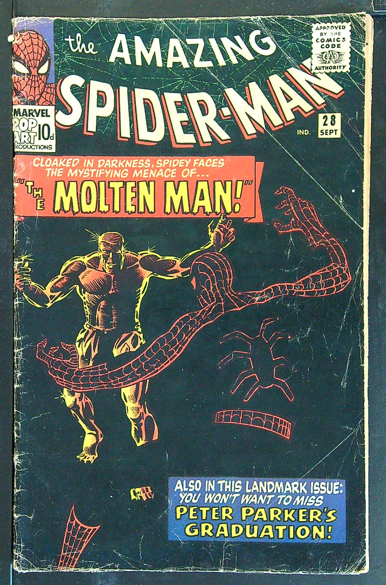 1st Molten Man<br>ACTUAL SCAN OF COMIC!<br> Cover of Amazing Spider-Man (Vol 1) #28. One of 250,000 Vintage American Comics on sale from Krypton!