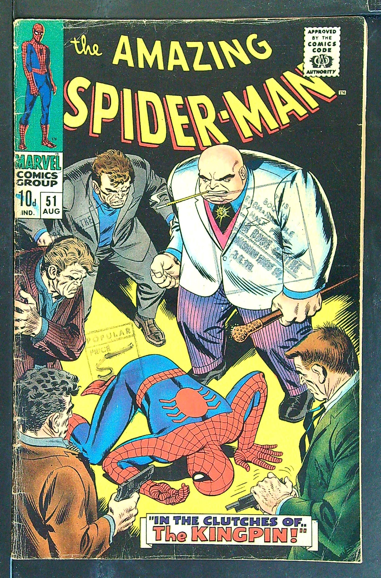 2nd app Kingpin<br>ACTUAL SCAN OF COMIC!<br>Distribution Stamp(s) & pen on Cover - See Scan Cover of Amazing Spider-Man (Vol 1) #51. One of 250,000 Vintage American Comics on sale from Krypton!