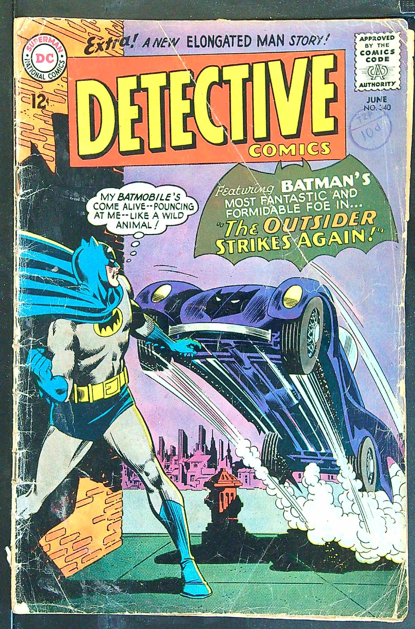 ACTUAL SCAN OF COMIC!<br>Distribution Stamp on Cover - See Scan Cover of Detective Comics #340. One of 250,000 Vintage American Comics on sale from Krypton!