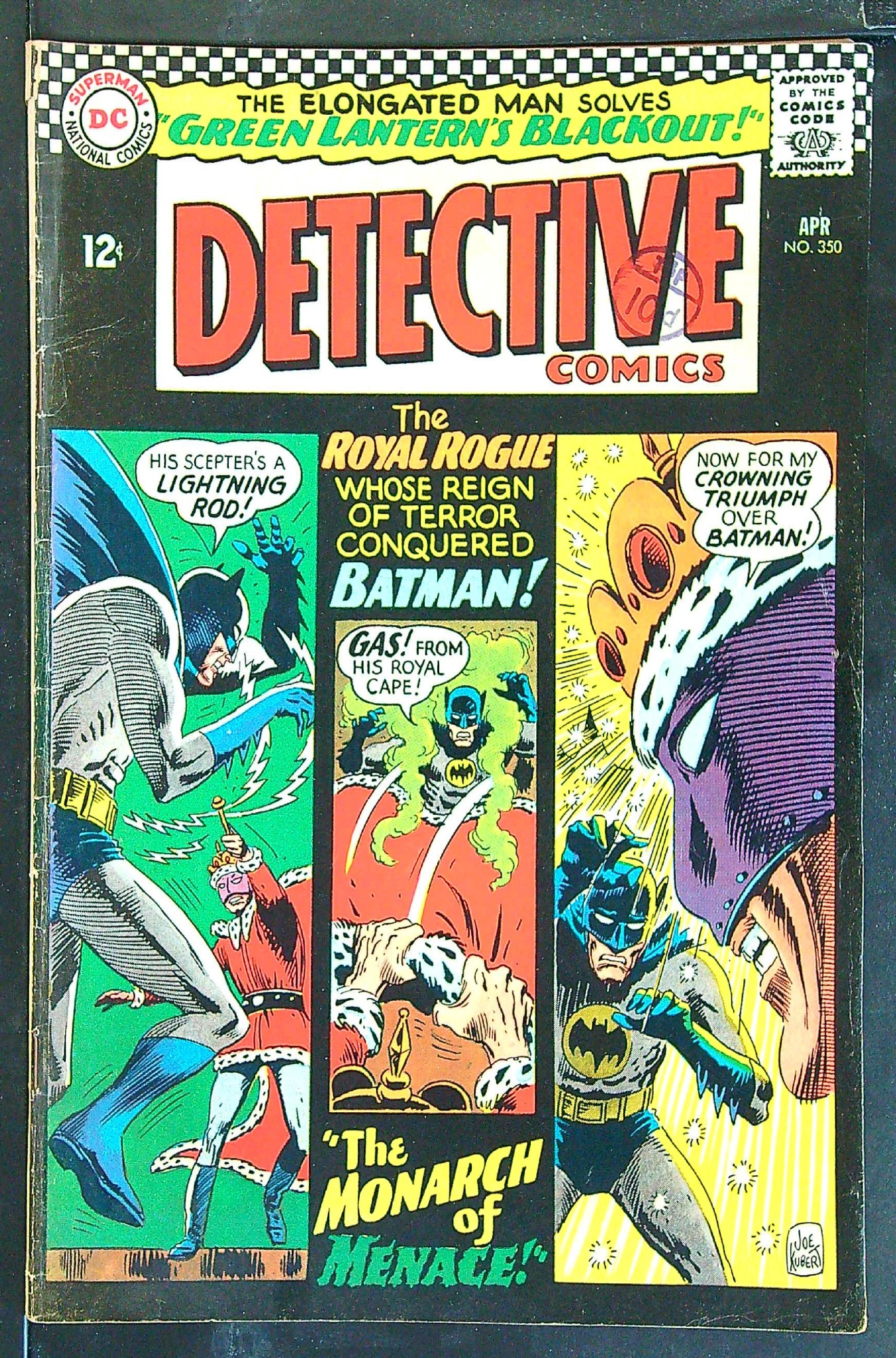 ACTUAL SCAN OF COMIC!<br>Distribution Stamp on Cover - See Scan Cover of Detective Comics #350. One of 250,000 Vintage American Comics on sale from Krypton!