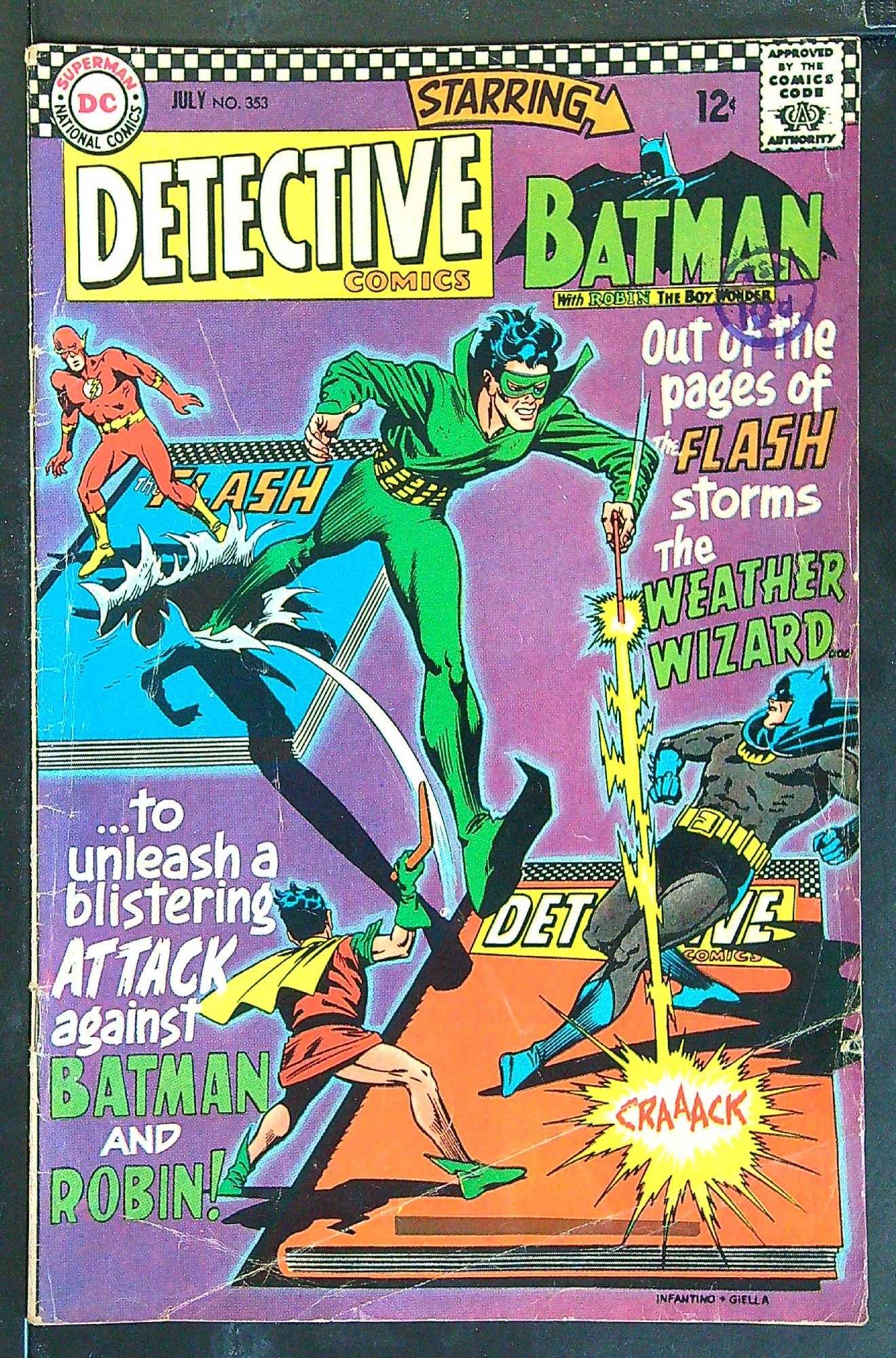 ACTUAL SCAN OF COMIC!<br>Distribution Stamp on Cover - See Scan Cover of Detective Comics #353. One of 250,000 Vintage American Comics on sale from Krypton!