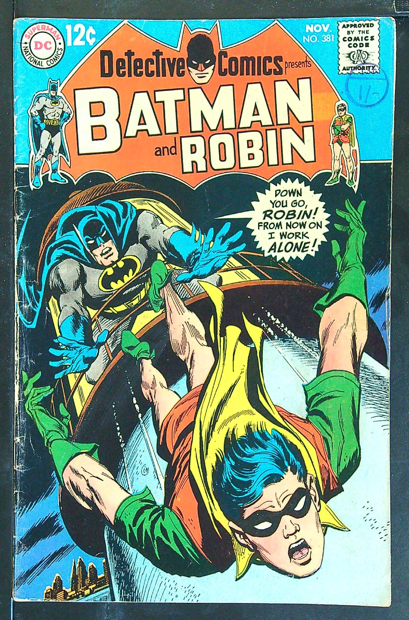 ACTUAL SCAN OF COMIC!<br>Distribution Stamp on Cover - See Scan Cover of Detective Comics #381. One of 250,000 Vintage American Comics on sale from Krypton!